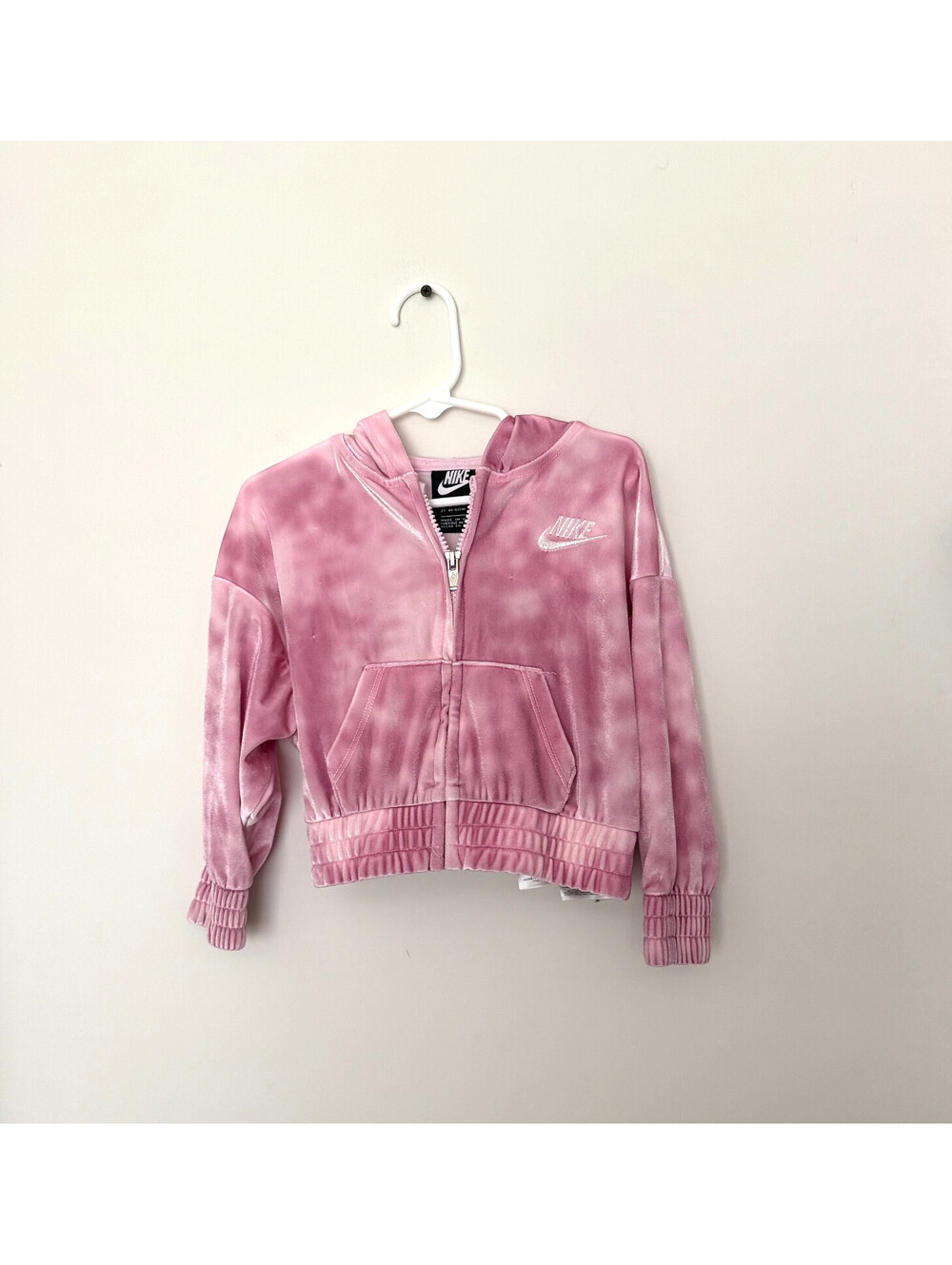 Nike Toddler Girls Pink Tie-Dye Velour Full-Zip Hoodie 2T